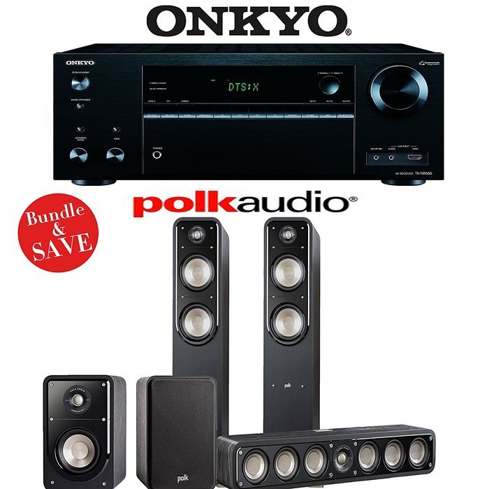 Onkyo TX-NR656 7.2 Channel Network A/V Receiver + Polk Audio S55 + Polk Audio S35 + Polk Audio S15 - 5.0 Home...