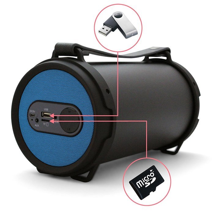 Tyler Portable Wireless Bluetooth Speaker TWS403-BL, Indoor/Outdoor 2.1 Hi-Fi Stereo Cylinder Loud Speaker, with... N3