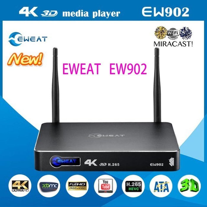 Luckymall Eweat EW902 Android TV Box, SATA Realtek Rtd1195 4K 3D TV Network Media Player 1GB/8GB Ethernet WIFI... N2