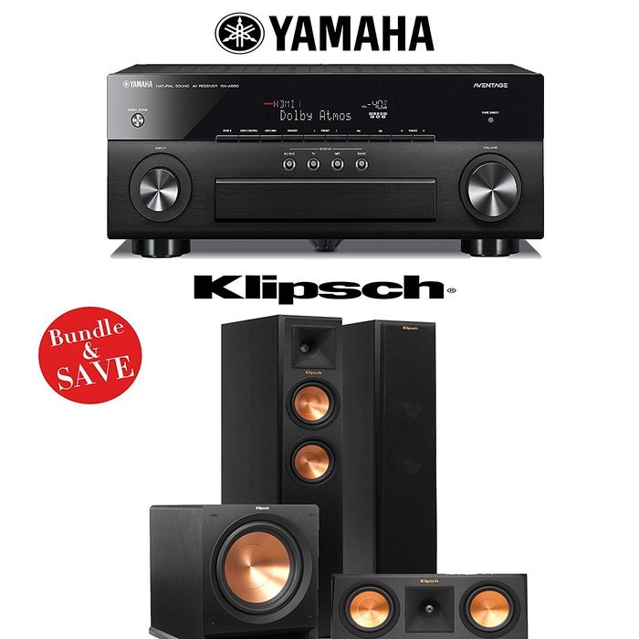 Yamaha AVENTAGE RX-A860BL 7.2 Channel Network AV Receiver + Klipsch RP-250F + Klipsch RP-250C + Klipsch R-112SW...