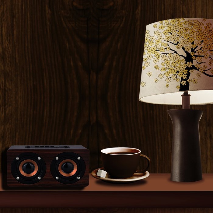 DYJ Mini Wood Bluetooth 4.0 Speaker,10W Output Power with Two Passive Subwoofers and Enhanced Bass,Portable Wireless... N7