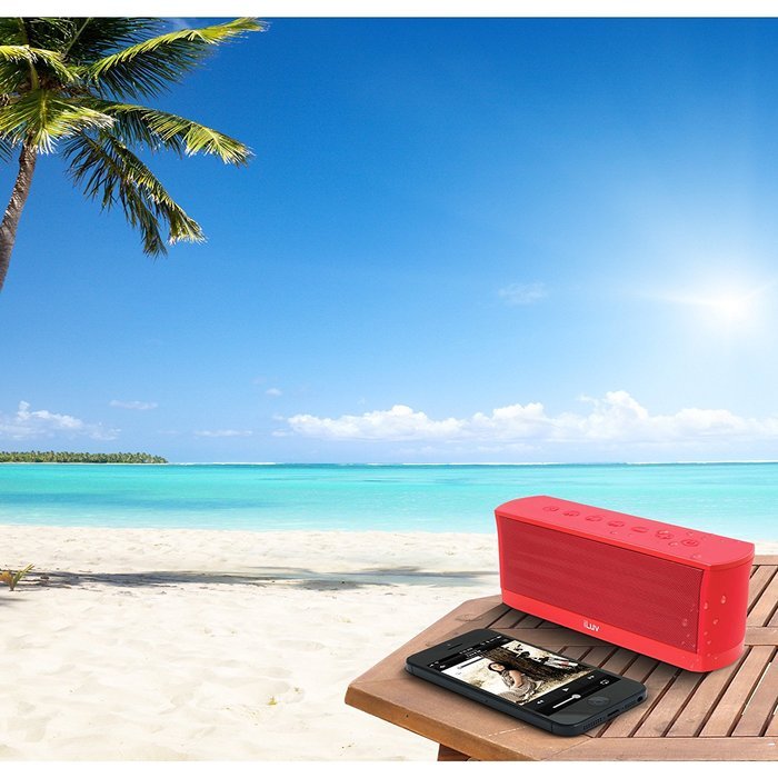 iLuv Rechargeable Splash-resistant Stereo Bluetooth Speaker with Jump-Start Technology-Blue N18
