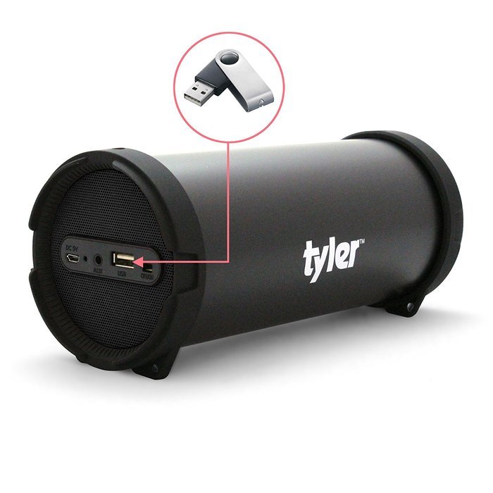 Tyler Portable Wireless Bluetooth Speaker TWS402-BK, Indoor/Outdoor 2.1 Hi-Fi Stereo Cylinder Loud Speaker, with... N3