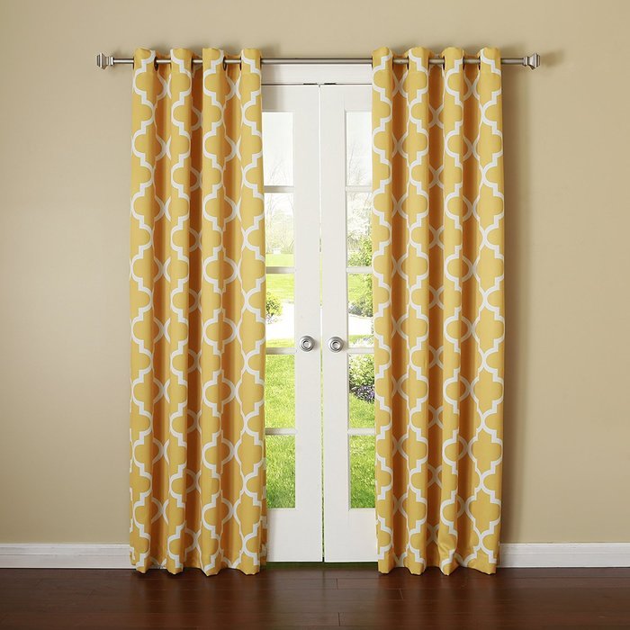 Best Home Fashion Room Darkening Morrocan Print Curtains - Antique Bronze Grommet Top - Grey- 52"W X 63"L - (1... N5