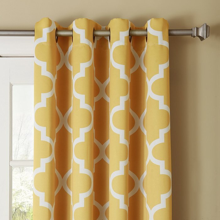 Best Home Fashion Room Darkening Morrocan Print Curtains - Antique Bronze Grommet Top - Grey- 52"W X 63"L - (1... N6