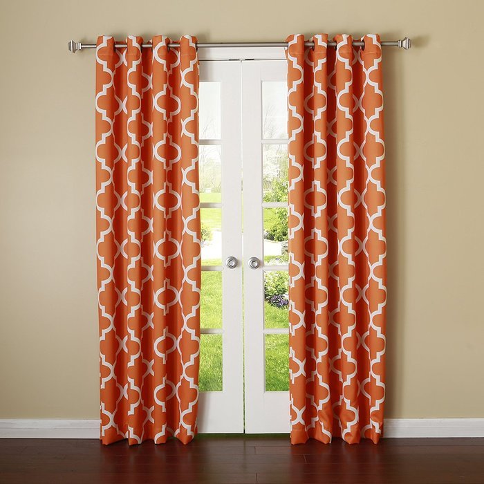 Best Home Fashion Room Darkening Morrocan Print Curtains - Antique Bronze Grommet Top - Grey- 52"W X 63"L - (1... N7