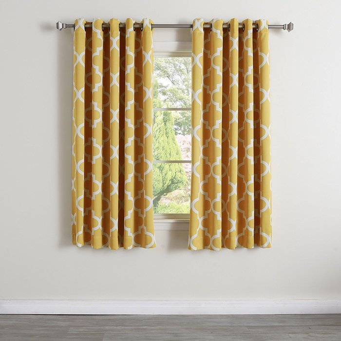 Best Home Fashion Room Darkening Morrocan Print Curtains - Antique Bronze Grommet Top - Grey- 52"W X 63"L - (1... N11