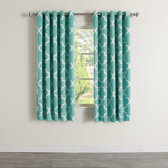 Best Home Fashion Room Darkening Morrocan Print Curtains - Antique Bronze Grommet Top - Grey- 52"W X 63"L - (1... N21