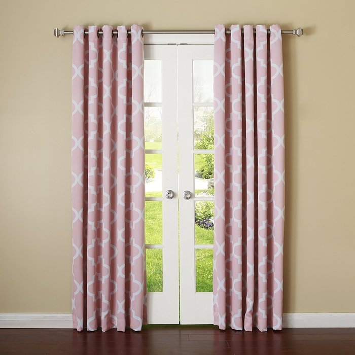 Best Home Fashion Room Darkening Morrocan Print Curtains - Antique Bronze Grommet Top - Grey- 52"W X 63"L - (1... N28