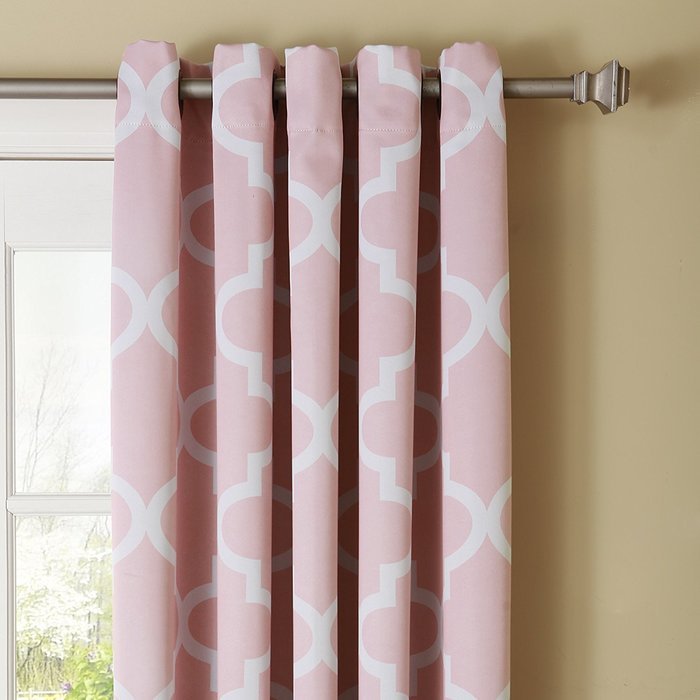 Best Home Fashion Room Darkening Morrocan Print Curtains - Antique Bronze Grommet Top - Grey- 52"W X 63"L - (1... N29