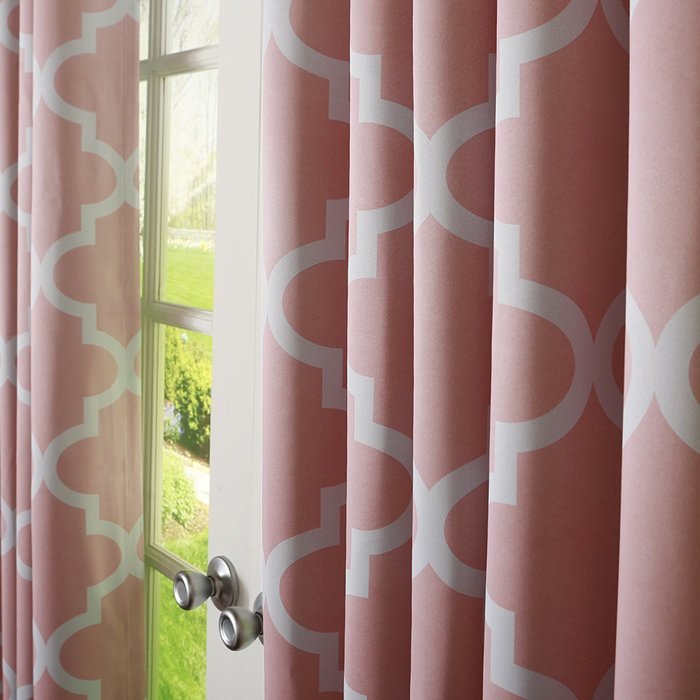 Best Home Fashion Room Darkening Morrocan Print Curtains - Antique Bronze Grommet Top - Grey- 52"W X 63"L - (1... N30