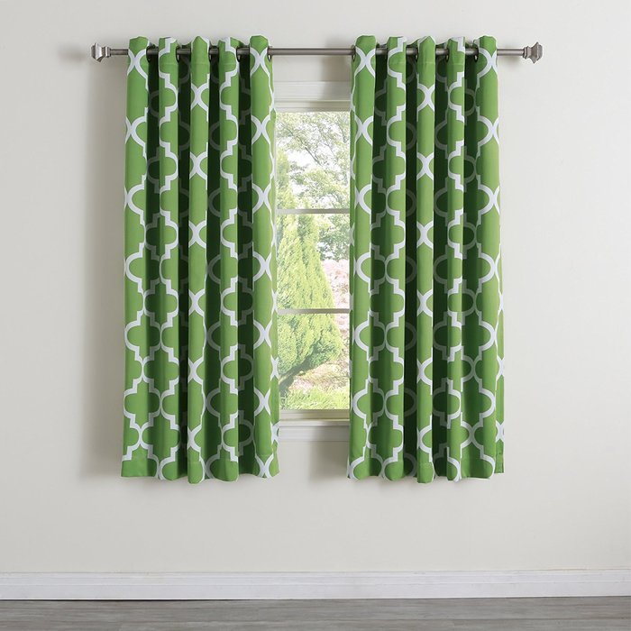 Best Home Fashion Room Darkening Morrocan Print Curtains - Antique Bronze Grommet Top - Grey- 52"W X 63"L - (1... N32