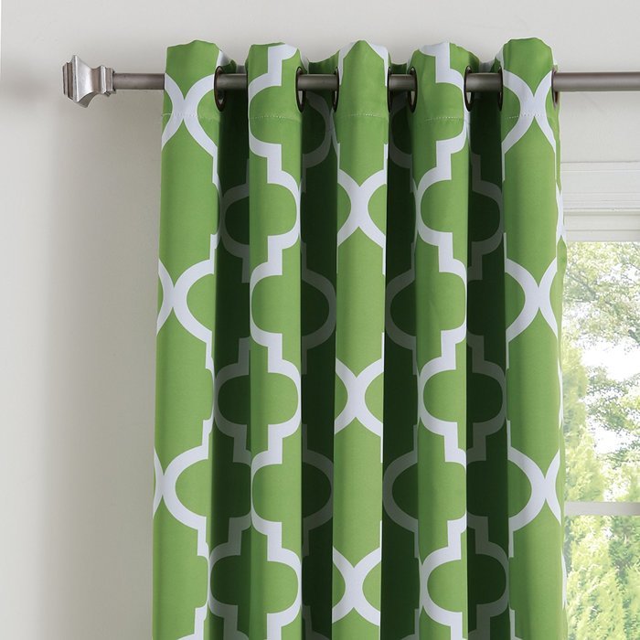Best Home Fashion Room Darkening Morrocan Print Curtains - Antique Bronze Grommet Top - Grey- 52"W X 63"L - (1... N33