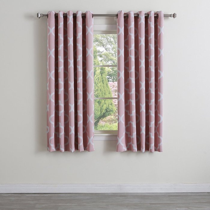 Best Home Fashion Room Darkening Morrocan Print Curtains - Antique Bronze Grommet Top - Grey- 52"W X 63"L - (1... N36
