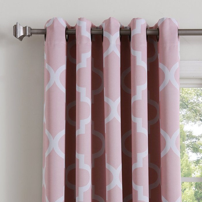 Best Home Fashion Room Darkening Morrocan Print Curtains - Antique Bronze Grommet Top - Grey- 52"W X 63"L - (1... N37