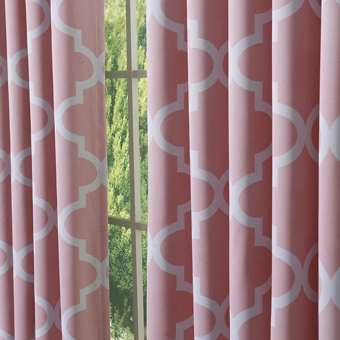 Best Home Fashion Room Darkening Morrocan Print Curtains - Antique Bronze Grommet Top - Grey- 52"W X 63"L - (1... N38