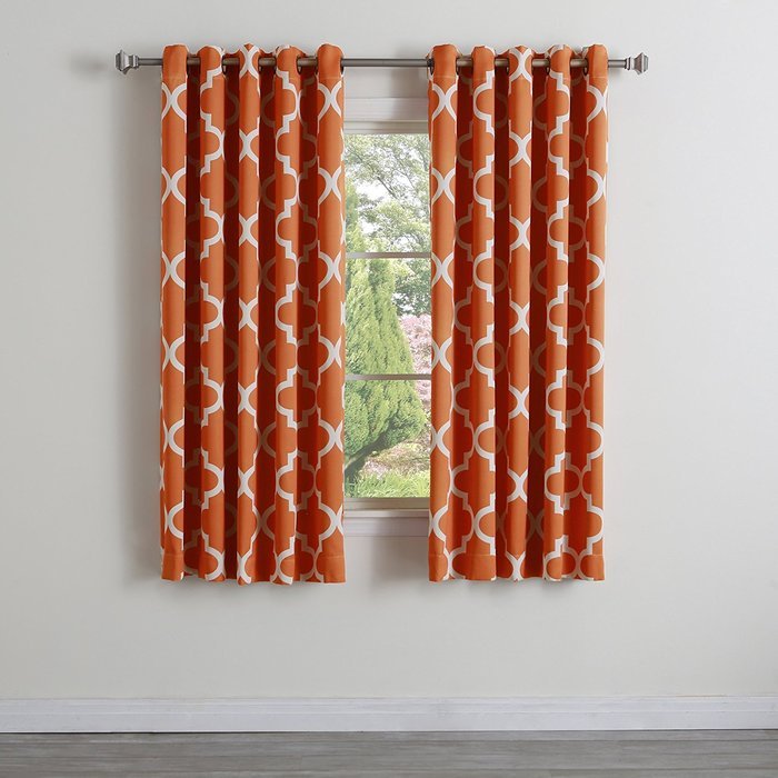 Best Home Fashion Room Darkening Morrocan Print Curtains - Antique Bronze Grommet Top - Grey- 52"W X 63"L - (1... N39