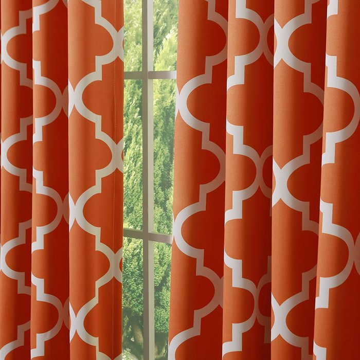 Best Home Fashion Room Darkening Morrocan Print Curtains - Antique Bronze Grommet Top - Grey- 52"W X 63"L - (1... N41