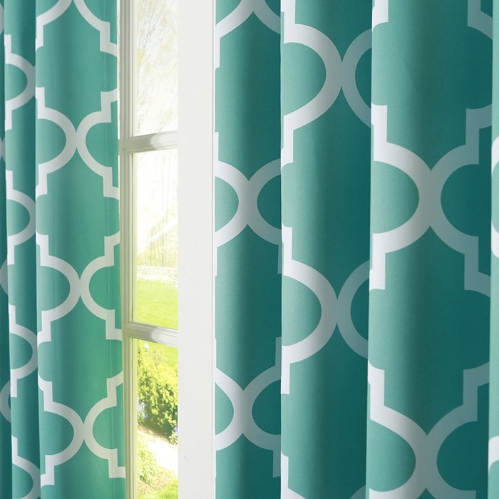 Best Home Fashion Room Darkening Morrocan Print Curtains - Antique Bronze Grommet Top - Grey- 52"W X 63"L - (1... N47