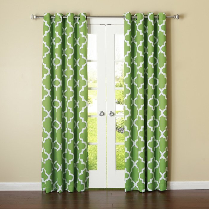 Best Home Fashion Room Darkening Morrocan Print Curtains - Antique Bronze Grommet Top - Grey- 52"W X 63"L - (1... N48