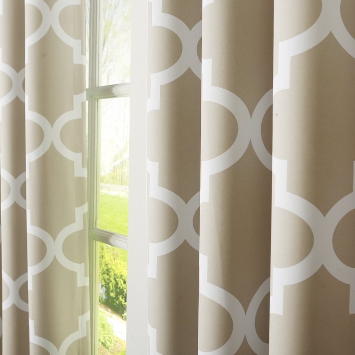 Best Home Fashion Room Darkening Morrocan Print Curtains - Antique Bronze Grommet Top - Grey- 52"W X 63"L - (1... N56