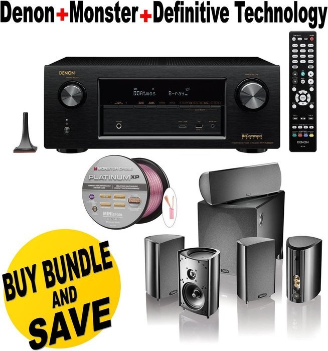 Denon AVRX3200W 7.2 Channel Full 4K Ultra HD A/V Receiver with Bluetooth and Wi-Fi + Definitive Technology Pro...