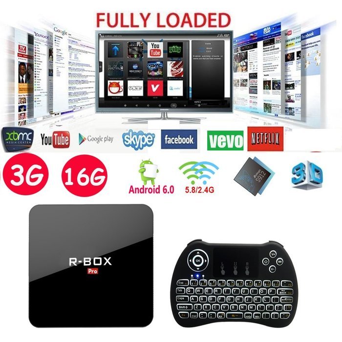 Xgody R-BOX PRO Android 6.0 TV Box 16GB ROM Kodi 17.0 Amlogic S912 Octa-Core Dual Band 2.4G/5G Wifi 1000M LAN... N2