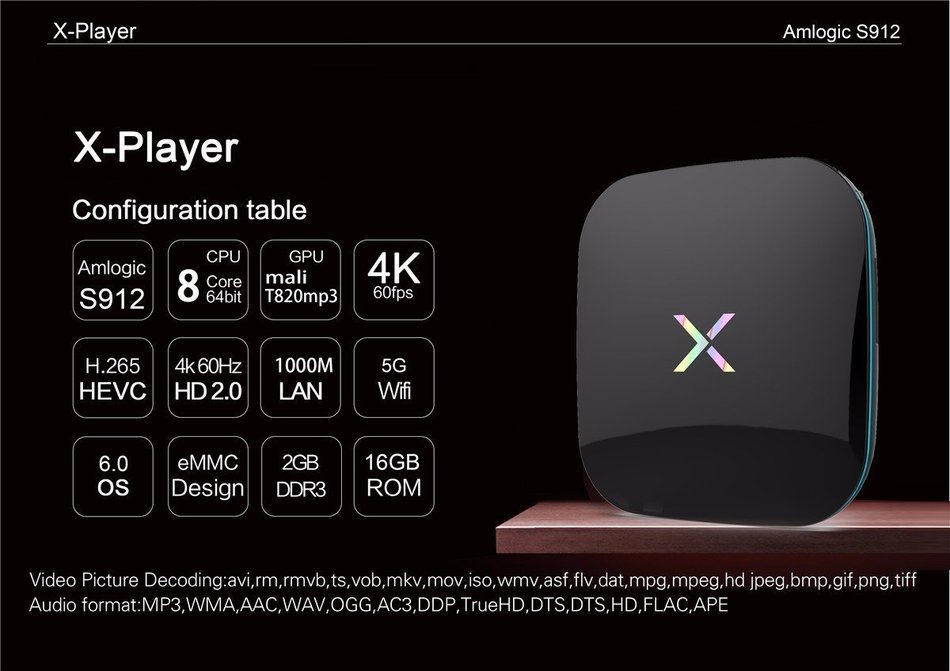 M.Way Amlogic S912 Android 6.0 TV Box Bluetooth 4.0 HD Octa-core 2GB+16GB Dual WiFi 2.4GHz 5.8GHz H.265 4K2K 60fps... N3