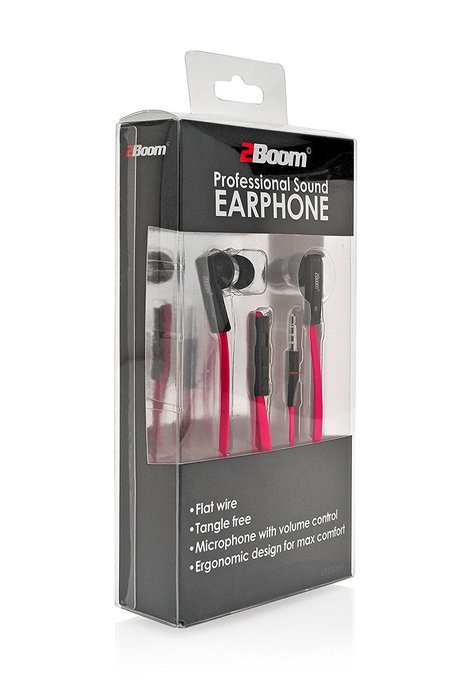 2BOOM Professional Sound Wired Earbuds with Microphone and Volume Control Pink N5