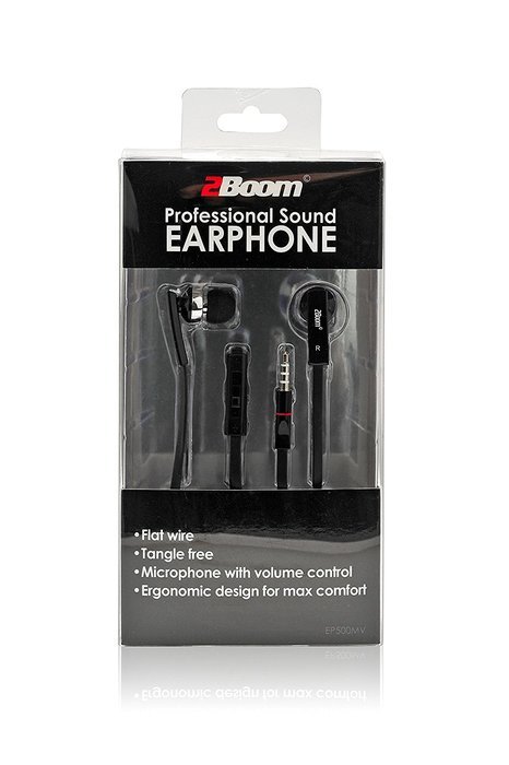 2BOOM Professional Sound Wired Earbuds with Microphone and Volume Control Pink N12