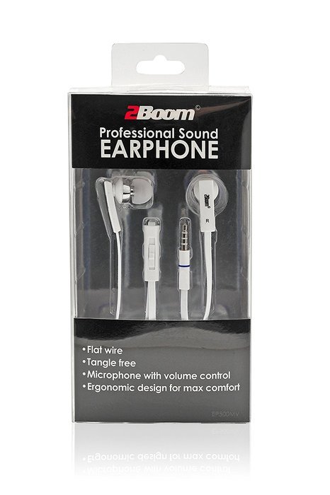 2BOOM Professional Sound Wired Earbuds with Microphone and Volume Control Pink N15