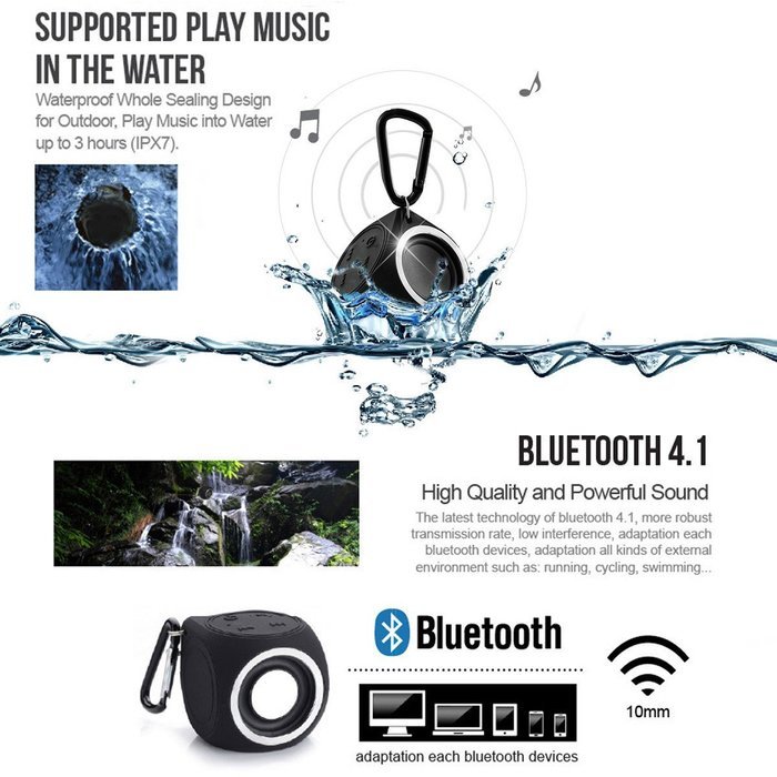 Mini Speaker,ELEGIANT Portable IPX7 Waterproof Shower Speaker Bluetooth Wireless Stereo Speaker with Powerful... N2