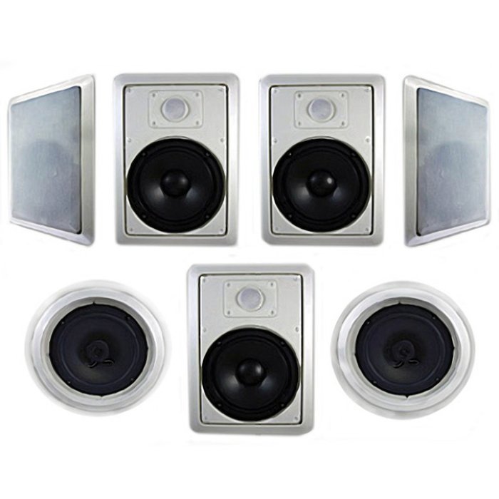 Acoustic Audio HT-87 In-Wall/Ceiling 7.1 Home Theater 8" Speakers and 12" Powered Sub HT-87-HD12C N2