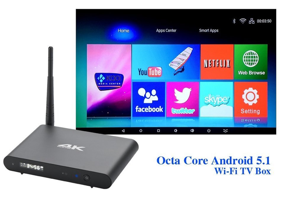 Box TV Android 5.1 Wi-Fi Octa Core R&eacute;solution Ultra HD (4K) / Wi-Fi dual band 2.4GHz + 5GHz / DLNA / Miracast...