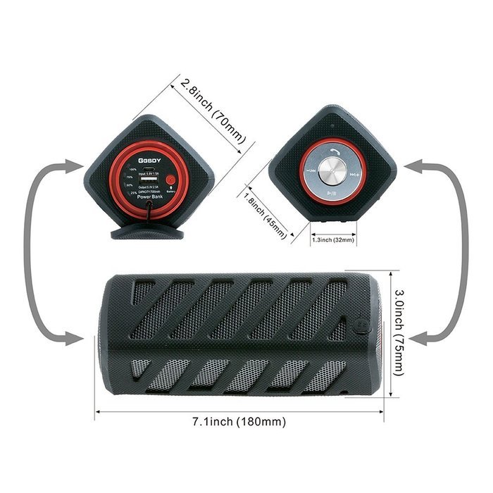 Portable Wireless Bluetooth Speakers Waterproof with Power Bank, Powerful Surround Hi-fi Sound with Enhanced Bass... N5