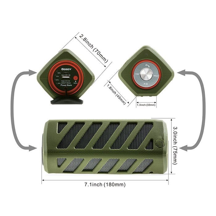 Portable Wireless Bluetooth Speakers Waterproof with Power Bank, Powerful Surround Hi-fi Sound with Enhanced Bass... N19