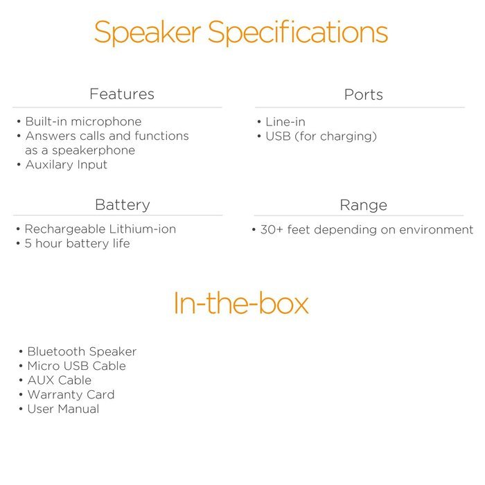 Ematic Bluetooth Wireless Speaker & Speakerphone for iPhone, iPad, iPod, Android, Galaxy Tab, Nexus N5