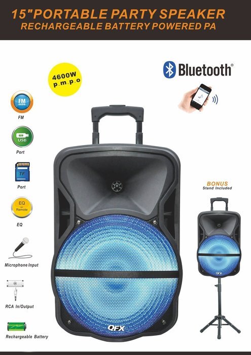 QFX PBX-61151 Battery Powered Bluetooth Speaker N3