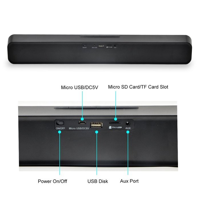 Besteye Indena Bluetooth Supper Bass Sound Bar Speaker 10W Mini Stereo Speakers Wireless Sound Bar for Iphone/... N2