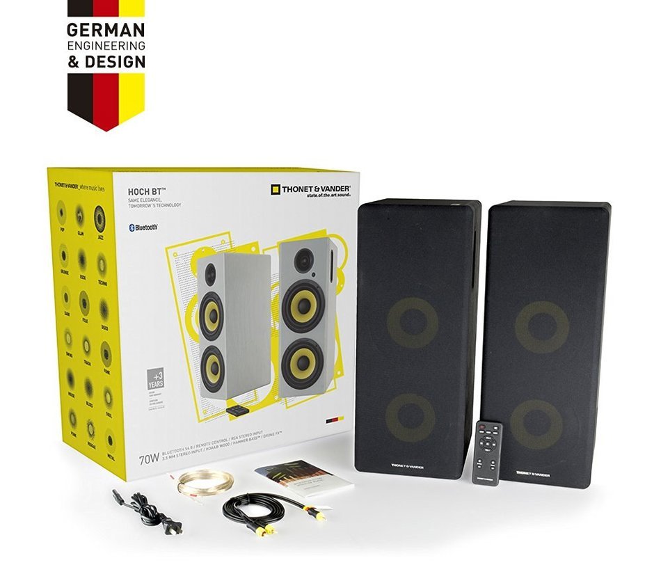 Thonet and Vander Hoch Bt 350 Watts Wood Hi-Fi Bluetooth 4.0 Speakers with Integrated Amplifier, 3.5mm and RCA... N9
