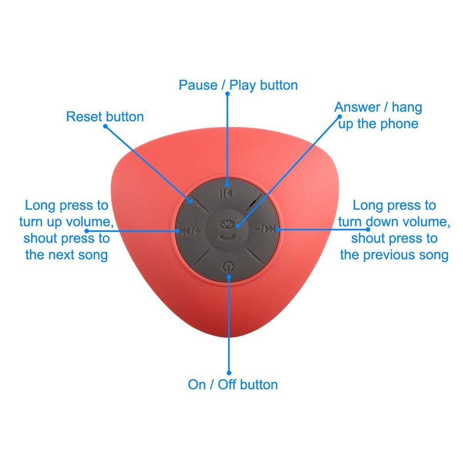 DROK&reg; Triangle Waterproof Bluetooth Wireless Shower Speaker,Rechargeable, High Performance, Sound Quality Stability... N14
