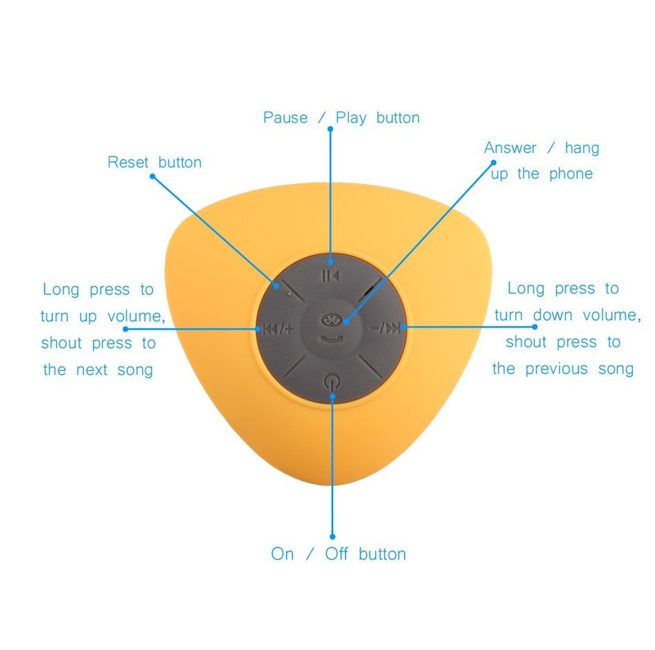 DROK&reg; Triangle Waterproof Bluetooth Wireless Shower Speaker,Rechargeable, High Performance, Sound Quality Stability... N19