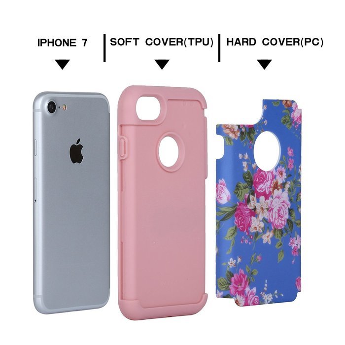 iPhone 7 Case,SAVYOU Flowers Series Dual Layer Case for iPhone 7 Armor Shield Shock Absorbent Hard PC Cover and... N25