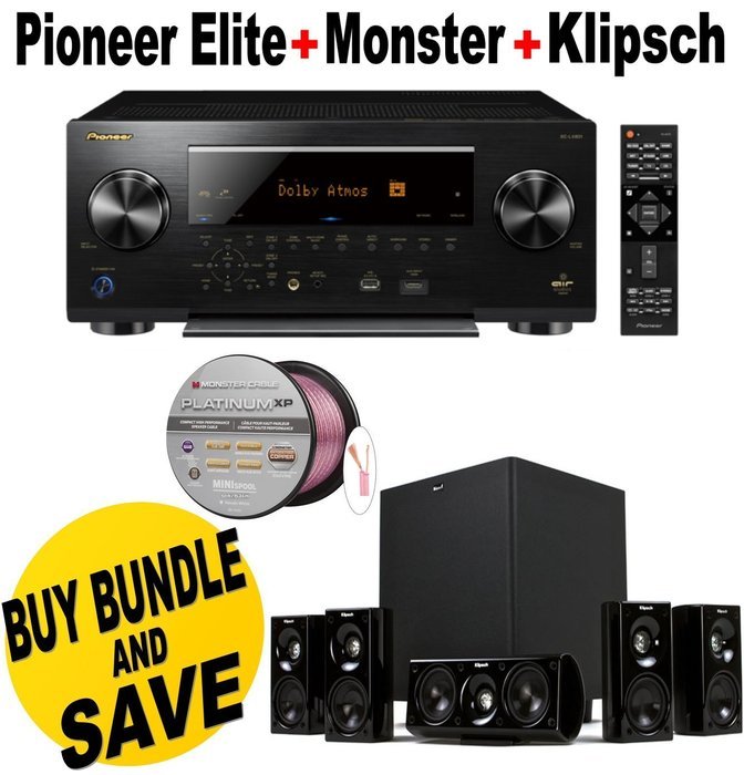 Pioneer Network AV Receiver Audio & Video Component Receiver,Black (SC-LX801) + Klipsch HDT-600 Home Theater System...
