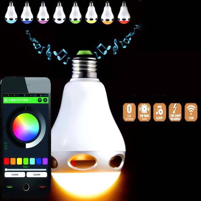 InnoLife - 2 in 1 Bluetooth App Control Music Playing 3W Speaker + Dimmable Multicolored Color Changing LED Lights...