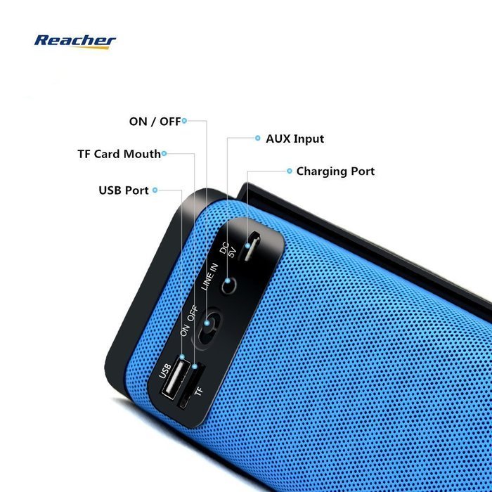 Reacher Portable Bluetooth Speaker FM Radio MP3 Player Built-In Power Bank, Mic, Micro TF SD Card, USB Input,... N6