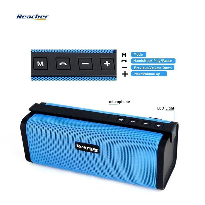 Reacher Portable Bluetooth Speaker FM Radio MP3 Player Built-In Power Bank, Mic, Micro TF SD Card, USB Input,... N7