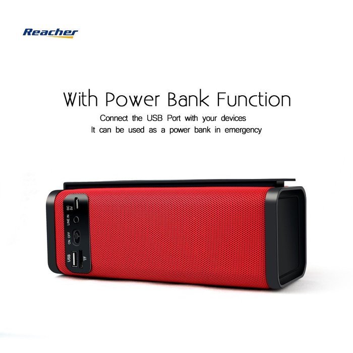 Reacher Portable Bluetooth Speaker FM Radio MP3 Player Built-In Power Bank, Mic, Micro TF SD Card, USB Input,... N9