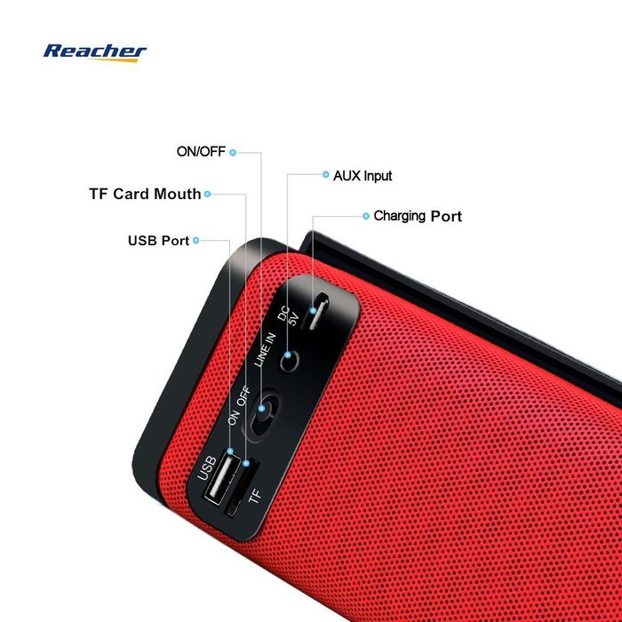 Reacher Portable Bluetooth Speaker FM Radio MP3 Player Built-In Power Bank, Mic, Micro TF SD Card, USB Input,... N10