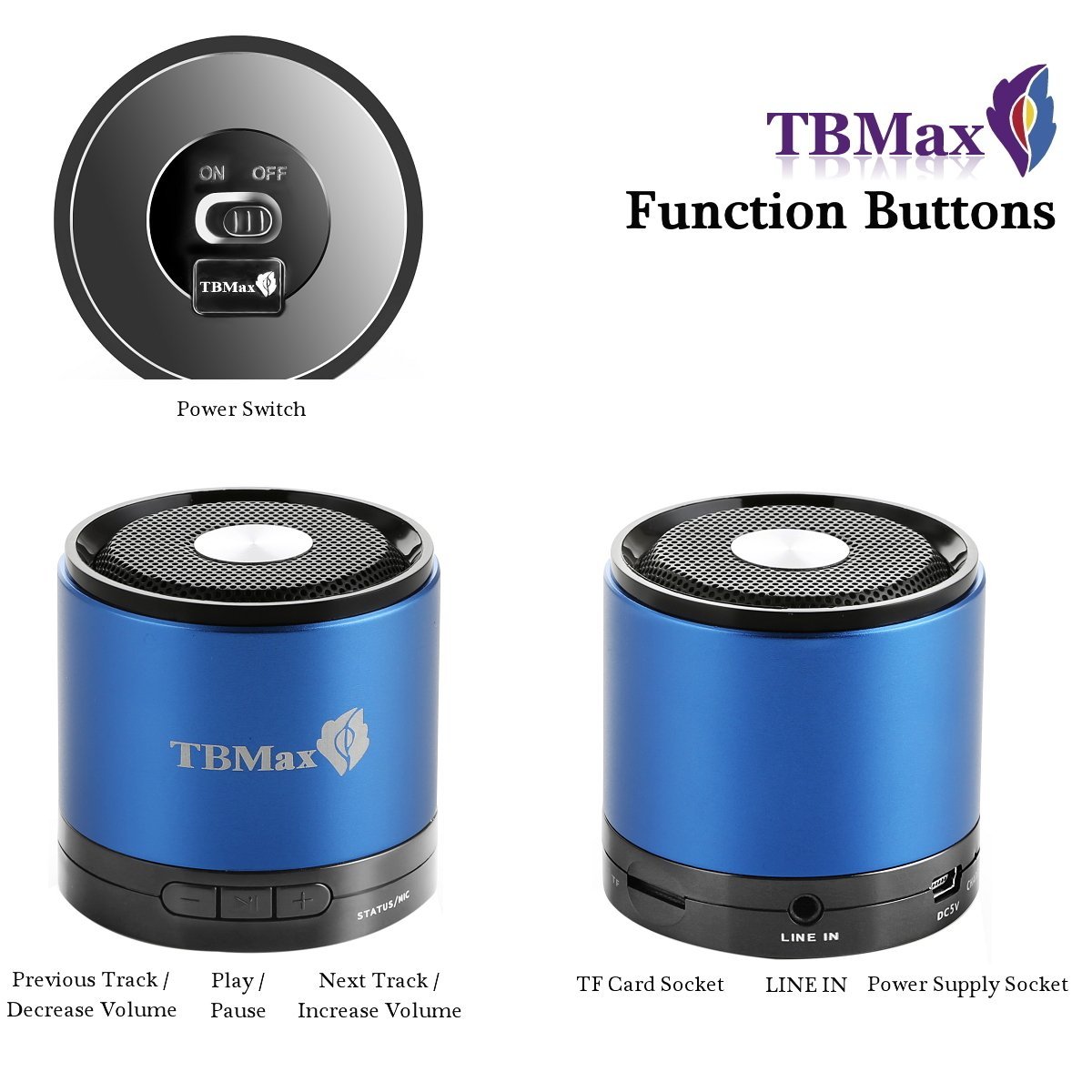 TBMax M7 Bluetooth Wireless Speaker Super Bass, Portable mini Bluetooth ...